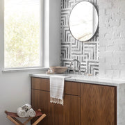 Grey towel set styled in bathroom