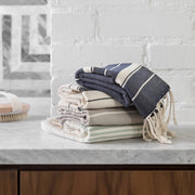 Striped hand towels in soft neutral colors