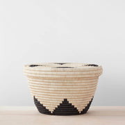 Large Storage Basket with Lid in Black and Tan
