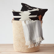 Modern Storage Basket with Leather Handles, natural