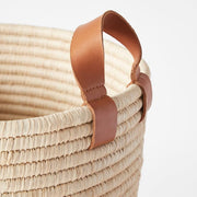 Modern Basket with Premium Leather Handles, natural