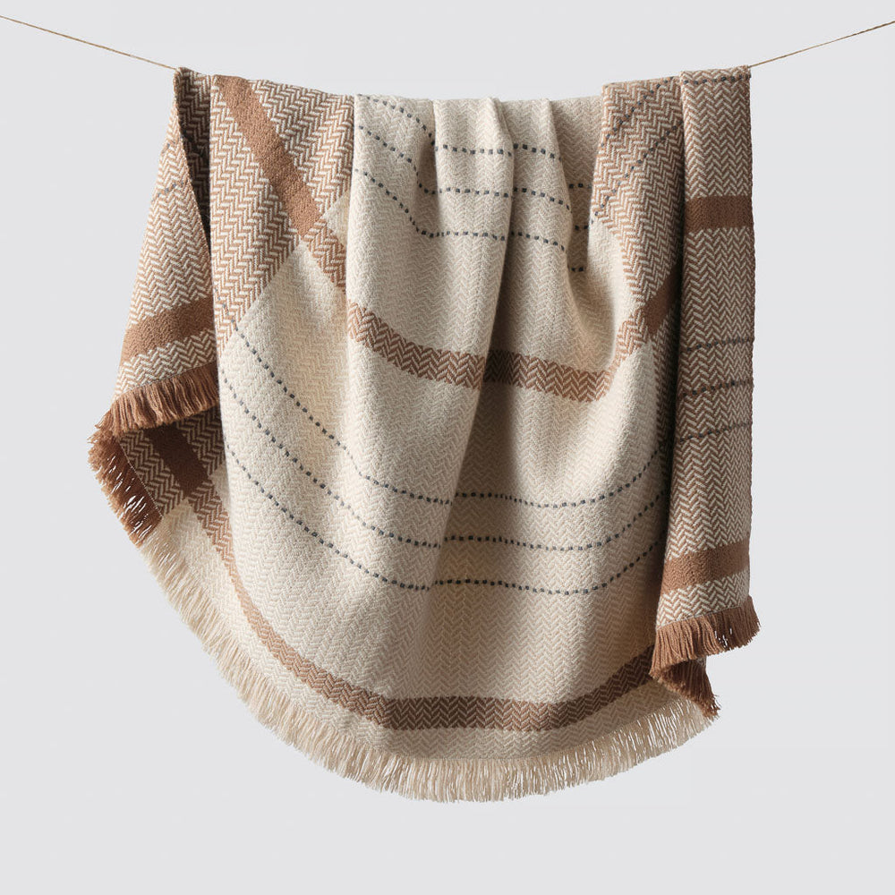 Baby alpaca throw with eyelash fringe