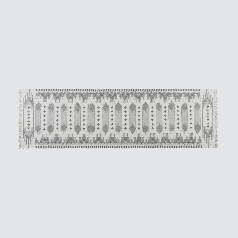 Modern Kilim Runner in Grey and Cream