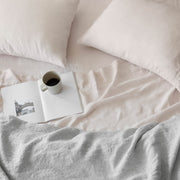 Cozy Linen Bedding in Blush and Grey, blush