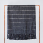 Charcoal Grey Alpaca Bed Blanket on Copper Rack