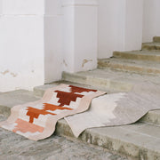 Handwoven Wool Accent Rugs on Stairstep Architecture in Oaxaca