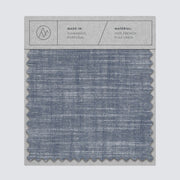 Swatch card of linen fabric in indigo chambray color,indigo-chambray