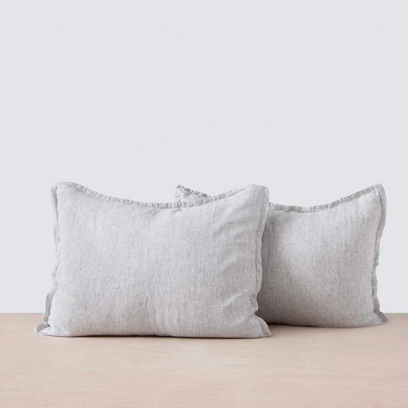 Set of 2 graphite stripe Linen Pillow Shams, graphite-stripe