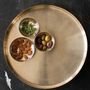Kansa Bronze Serving Tray with 3 Dip Bowls