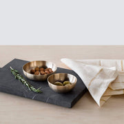 Bronze Serving Bowls and Marble Serving Tray