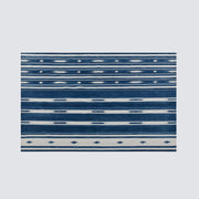 Overhead View of Striped Blue Dhurrie Rug
