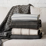 Stack of Folded Alpaca Blankets on Couch