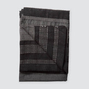 Folded Alpaca Blanket with Black and Grey Stripes