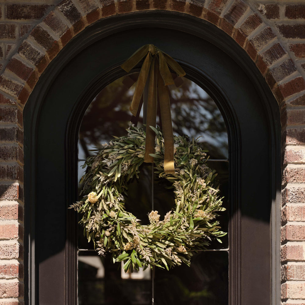 Fresh Olive and Dried Floral Wreath