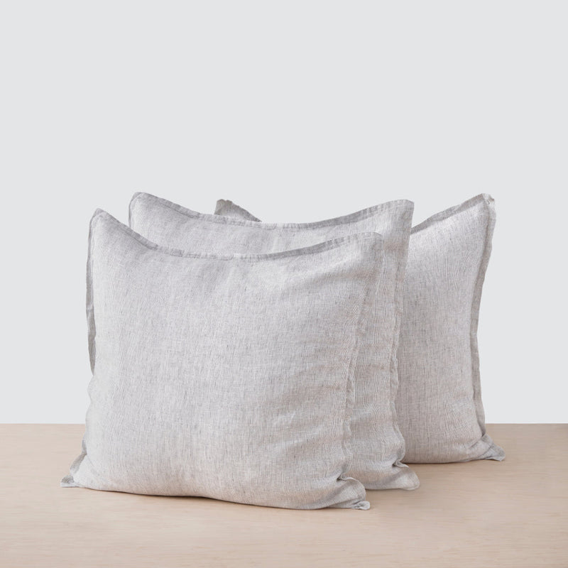 3 Stonewashed Linen Euro Shams, graphite-stripe