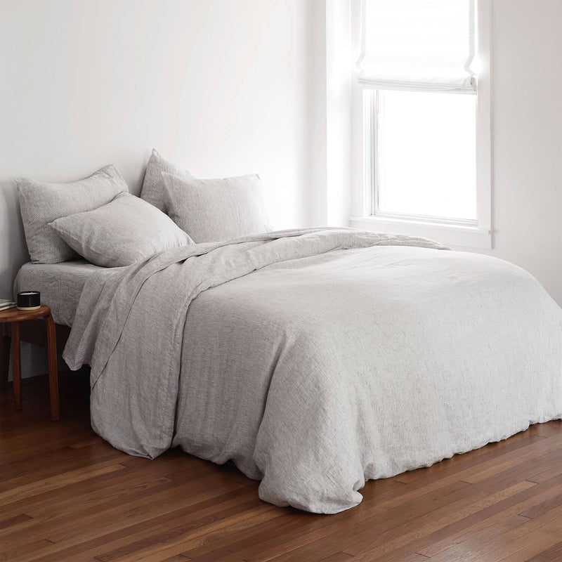 high quality linen bed set, graphite-stripe