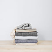 stack of alpaca throw blankets