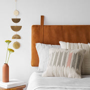 Closeup of Caramel Leather Headboard, caramel