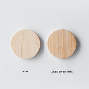 Comparison of new and aged over time wood swatch
