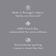 Oversized quilting creates a cloud-like feel, indigo-chambray