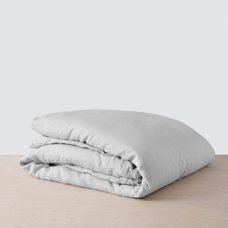 Light Grey Linen Duvet Cover Folded, light-grey