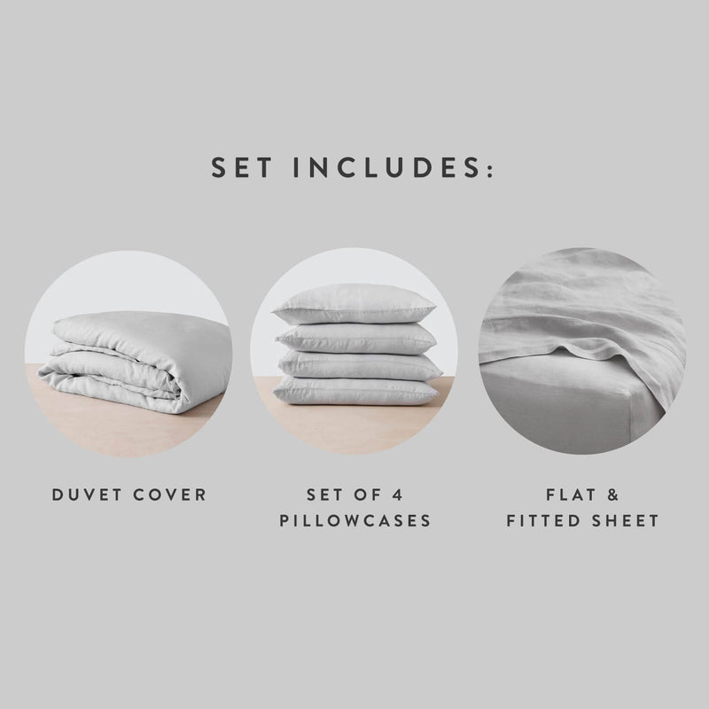 pure linen bed set, light-grey