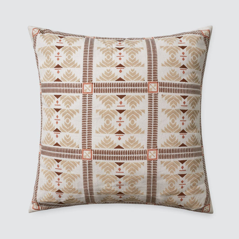 hand blockprint pillow, Ecru