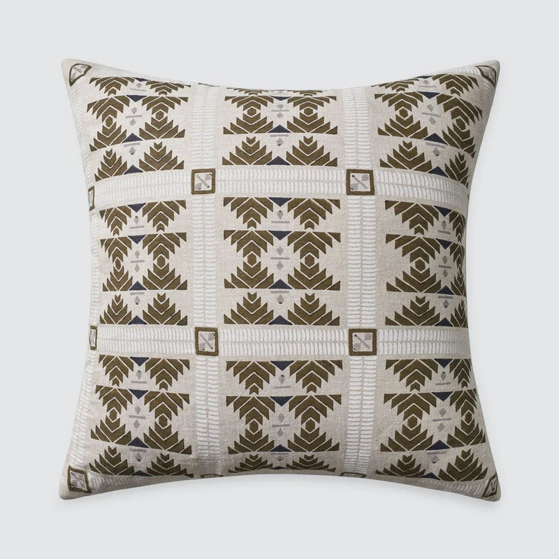 blockprinted pillow, flax