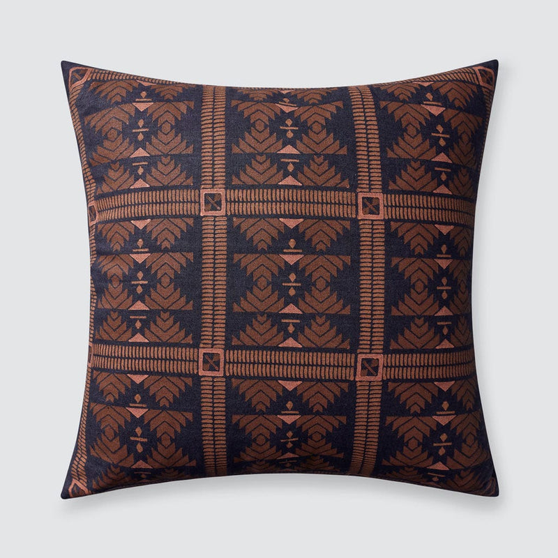 hand blockprinted pillow, Navy