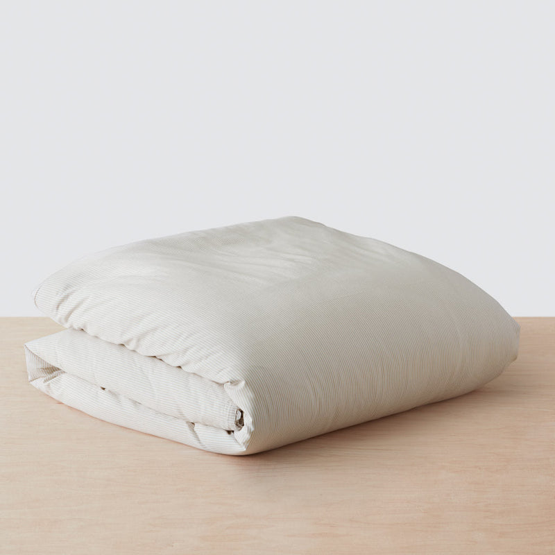 Organic turkish cotton duvet cover folded, sand-stripe
