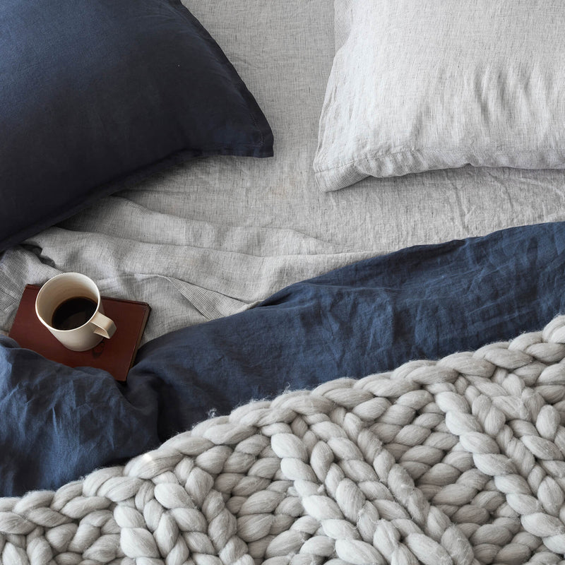Stonewashed Linen Standard Shams, slate-blue