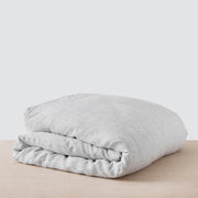 Folded Striped Linen Duvet Cover from The Citizenry, graphite-stripe