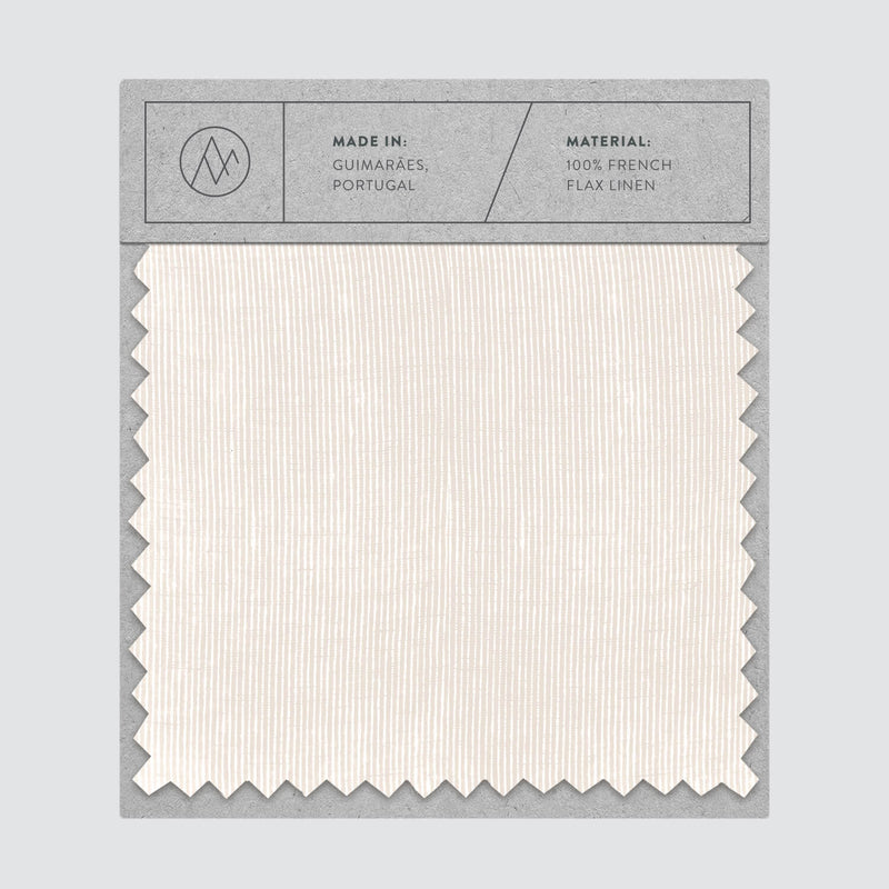 Swatch card of linen fabric in sand stripe color,sand-stripe
