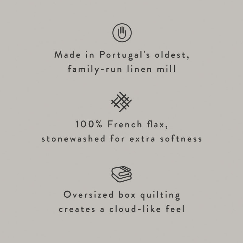 Woven from French flax and stonewashed for extra softness, sand-stripe