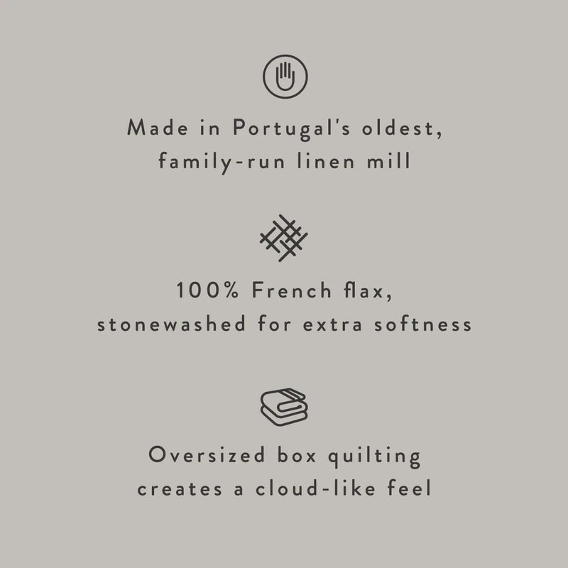 Woven from French flax and stonewashed for extra softness, sand-stripe