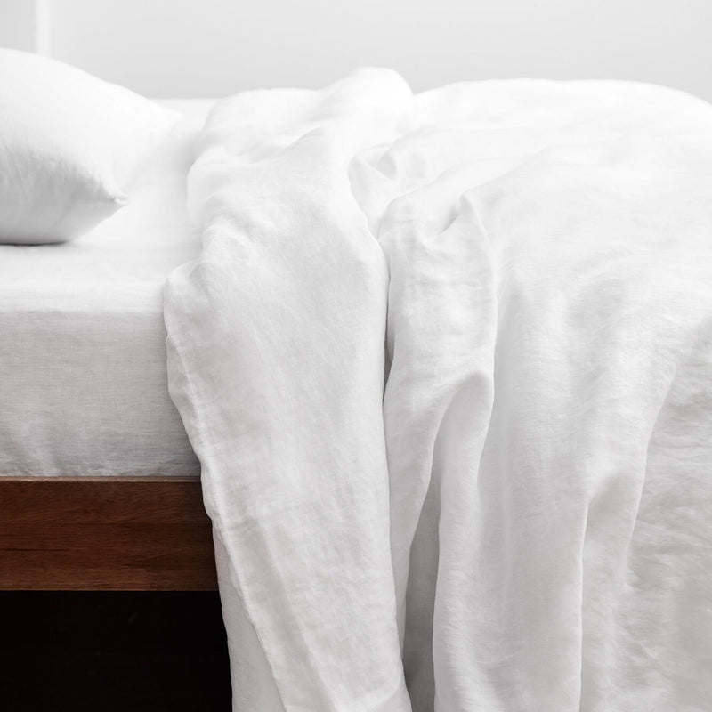 White Linen Duvet Cover and Pillowcases, white