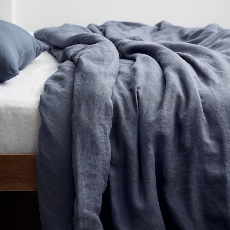 Blue Linen Duvet Cover at The Citizenry, slate-blue