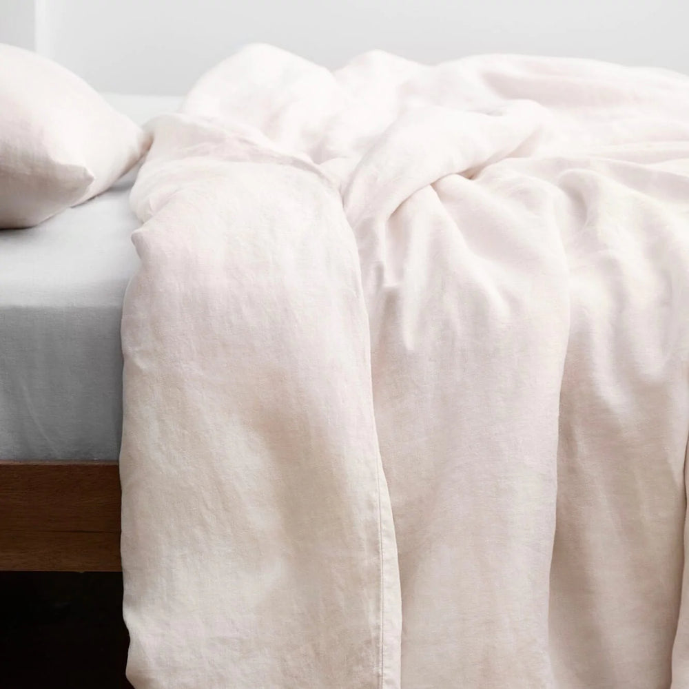 Blush Linen Duvet Cover at The Citizenry, blush