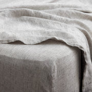 Detail of Grey Stripe Linen Sheet Set from The Citizenry, graphite-stripe