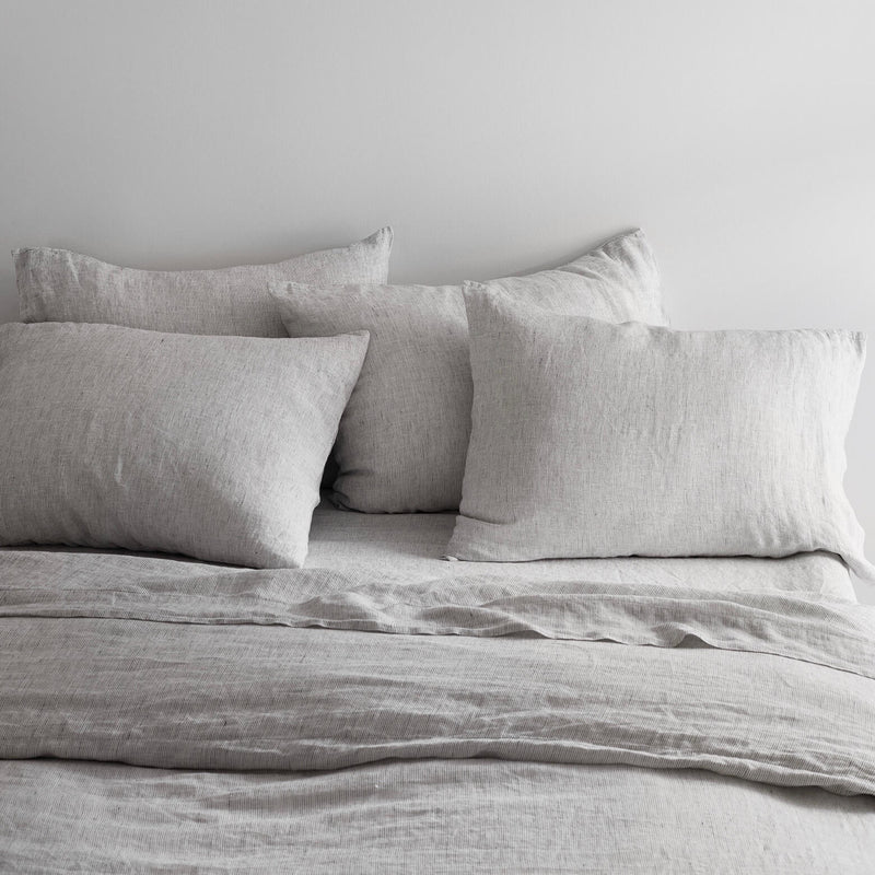 Linen Bedding Bundle in Graphite Stripe from The Citizenry, graphite-stripe