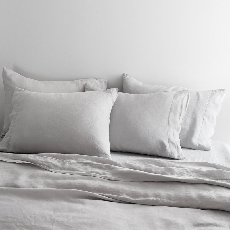 Linen Bed Set in Light Grey from The Citizenry, light-grey