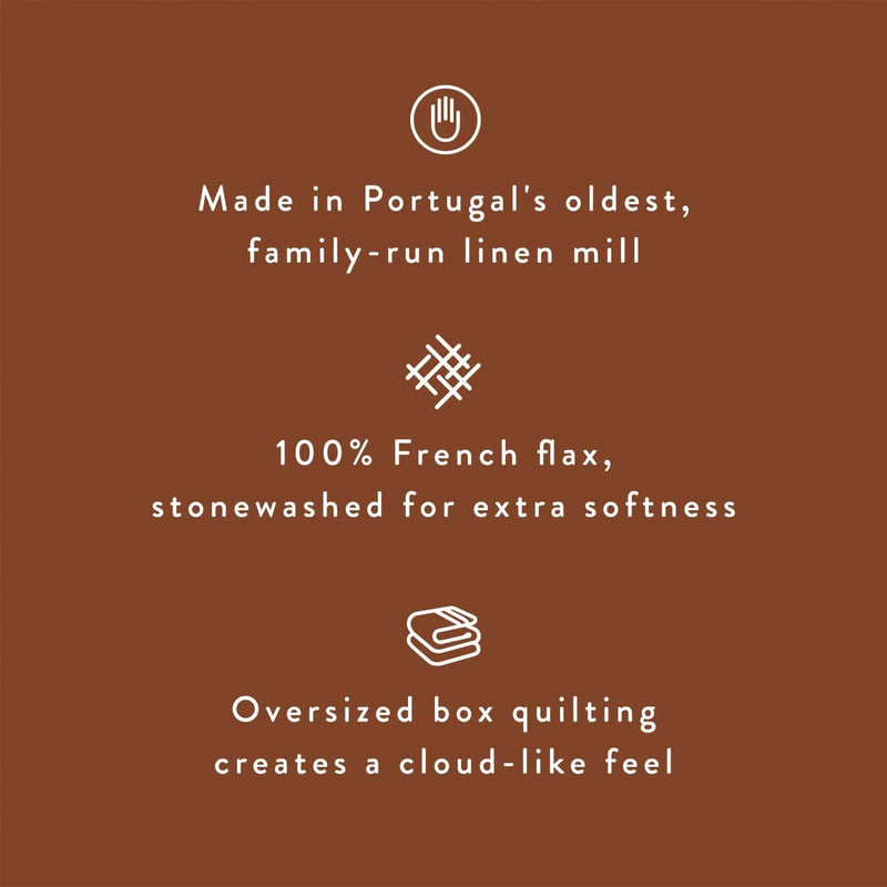 Oversized box quilting creates a cloud-like feel, sienna