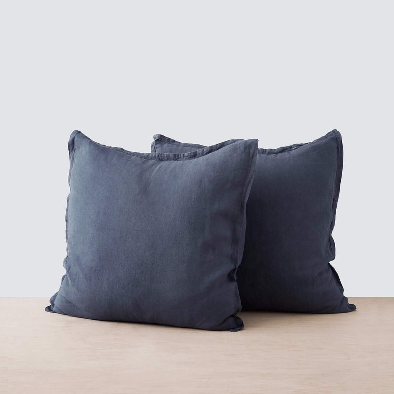 Stonewashed Linen Euro Shams, slate-blue