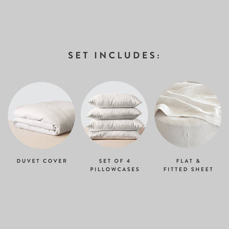 Set Includes Tan Striped Duvet Cover with 4 Pillowcases and Sheet Set, sand-stripe