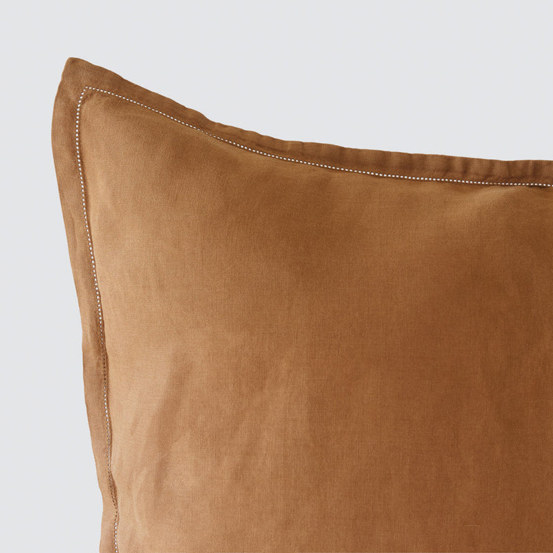 Corner stitching on euro shams, camel