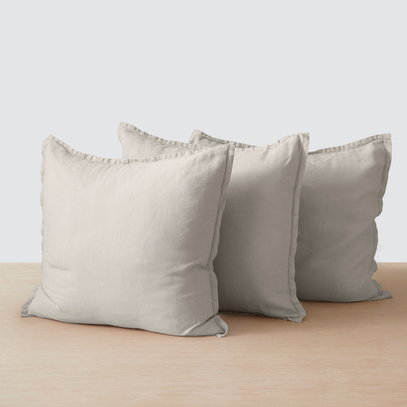 Set of 3 sand linen euro shams, solid-sand