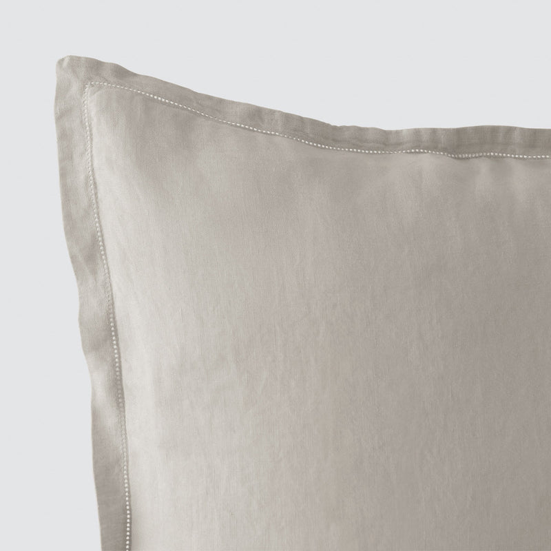 Corner stitching on linen euro sham, solid-sand