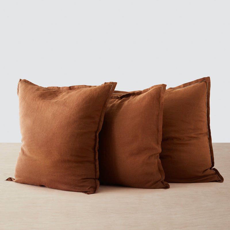 3 sienna linen euro shams, sienna