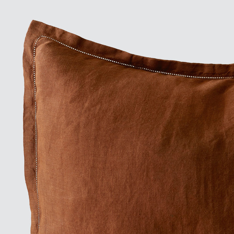 Corner stitching on euro shams, sienna