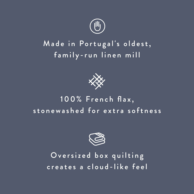 Crafted from French flax and stonewashed for extra softness, slate-blue